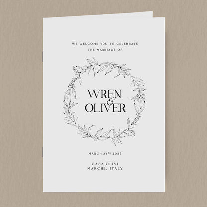 Wren Order Of Service  Ivy and Gold Wedding Stationery   