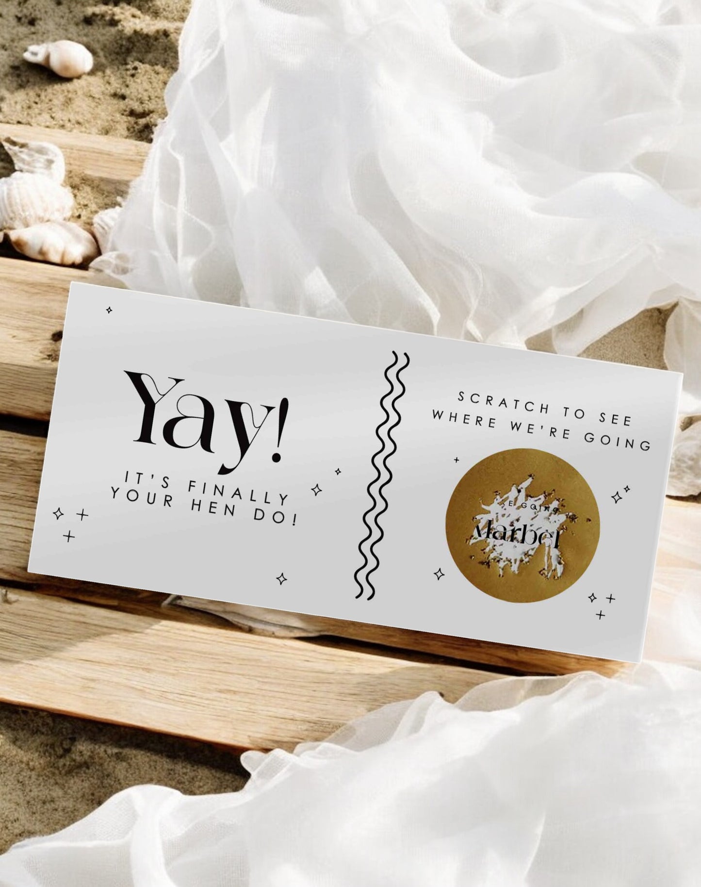 Hen Party Scratch Off & Reveal Voucher - Ivy and Gold Wedding Stationery