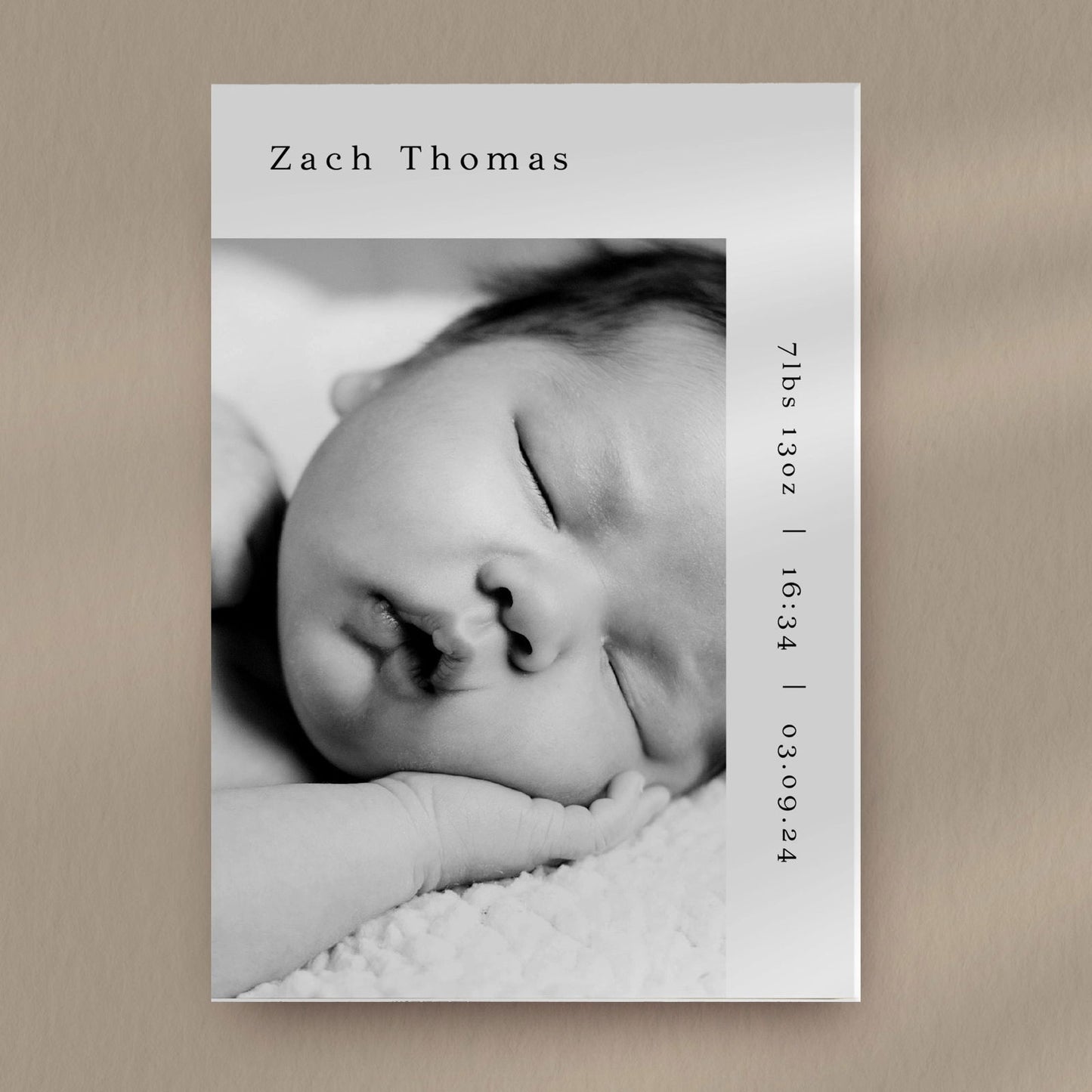 Zach Baby Announcement Card  Ivy and Gold Wedding Stationery   