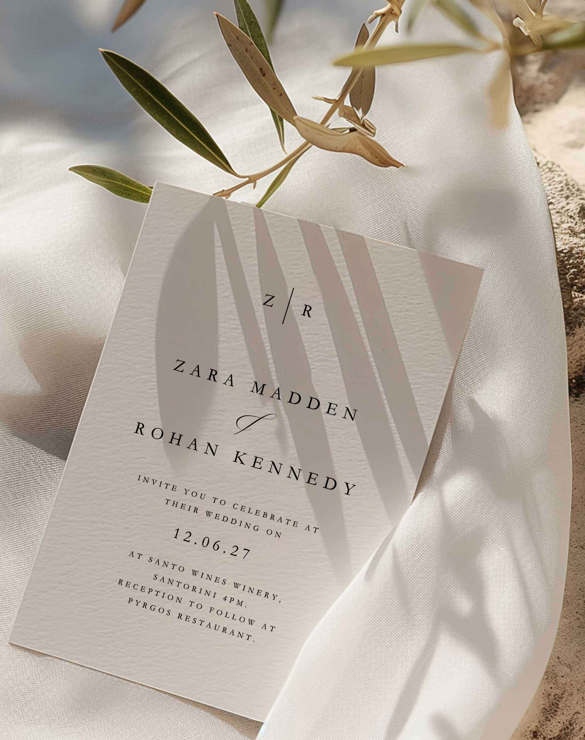 Zara | Minimalist Wedding Invitations - Ivy and Gold Wedding Stationery