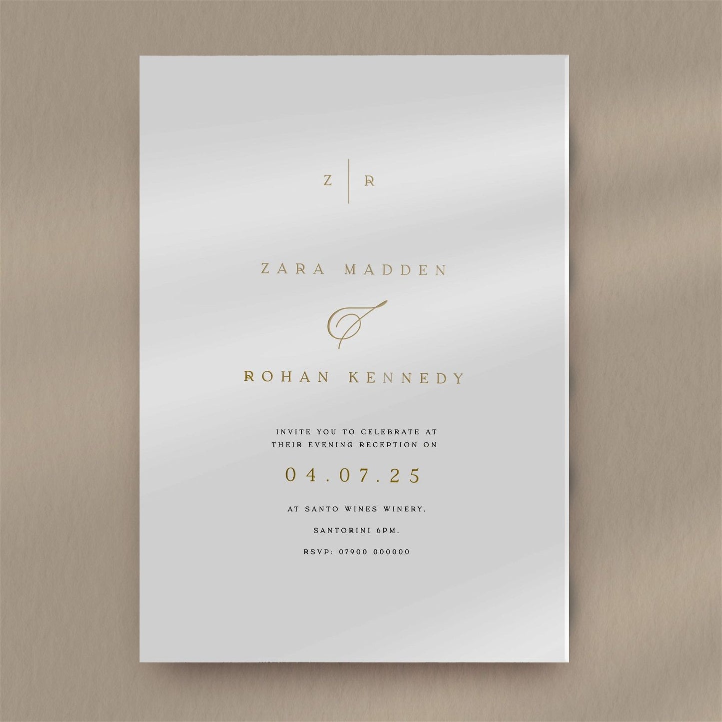 Zara Evening Invitation  Ivy and Gold Wedding Stationery   