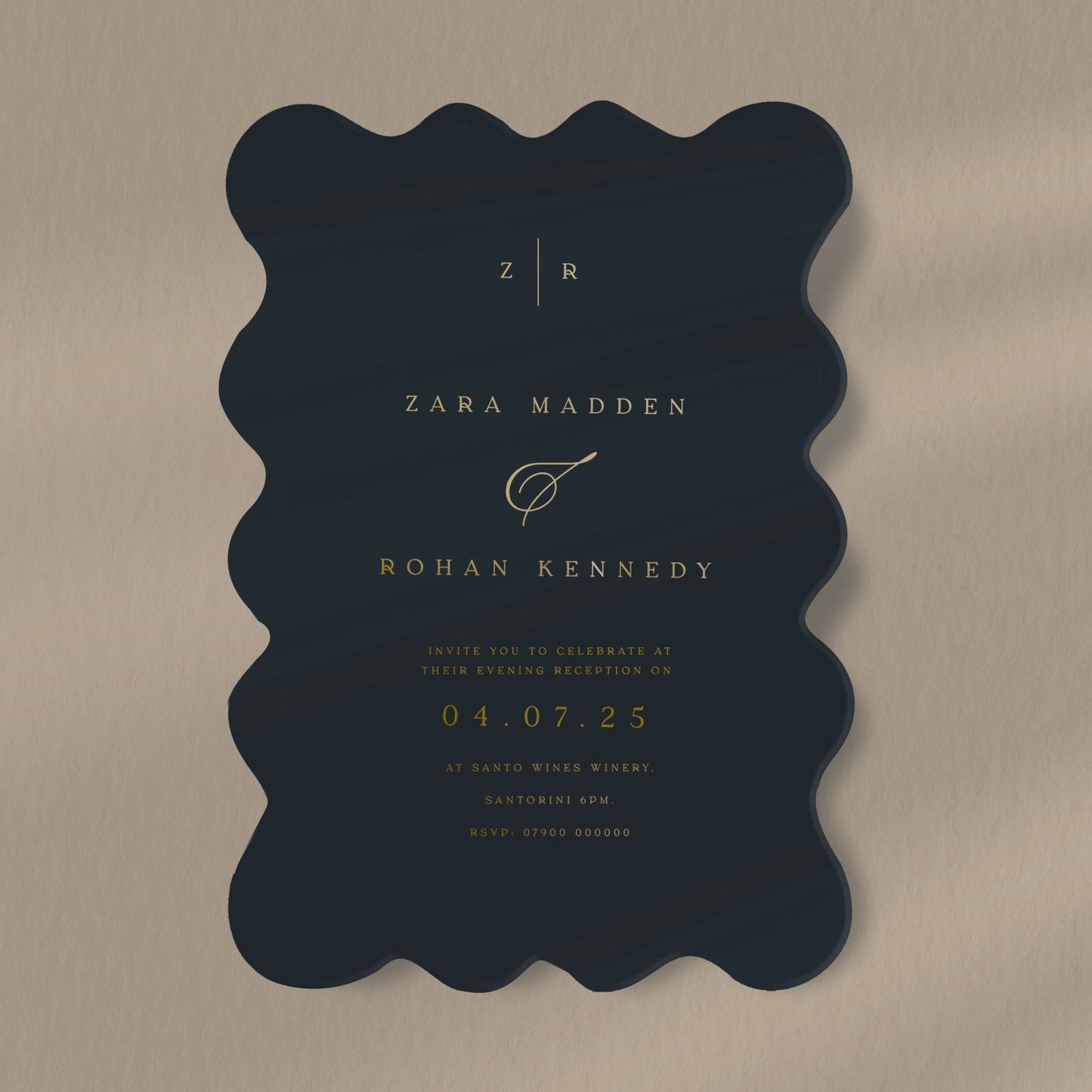 Zara Evening Invitation  Ivy and Gold Wedding Stationery   