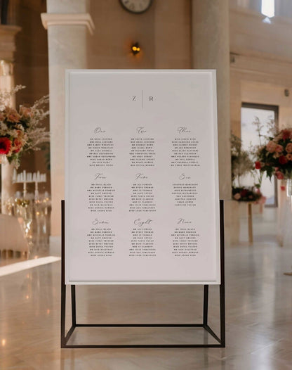 Zara | Minimal Seating Plan - Ivy and Gold Wedding Stationery -  