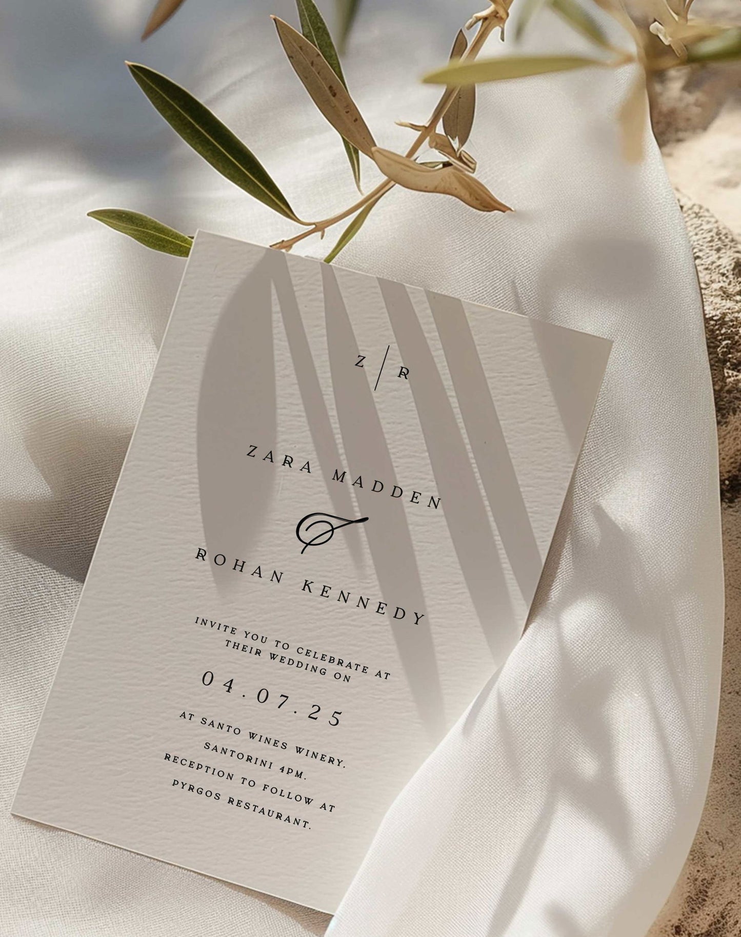 Zara | Minimalist Wedding Invitations - Ivy and Gold Wedding Stationery -  