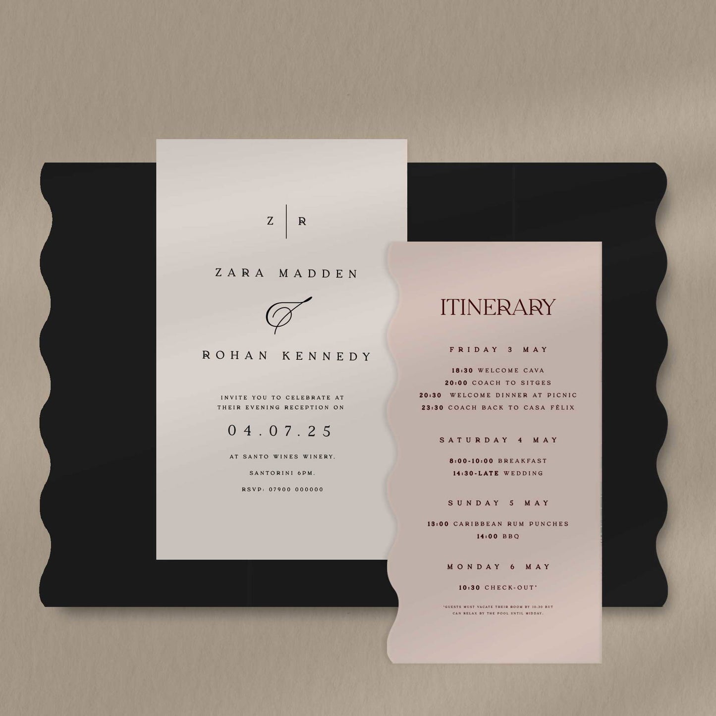 Zara | Minimalist Wedding Invitations - Ivy and Gold Wedding Stationery -  