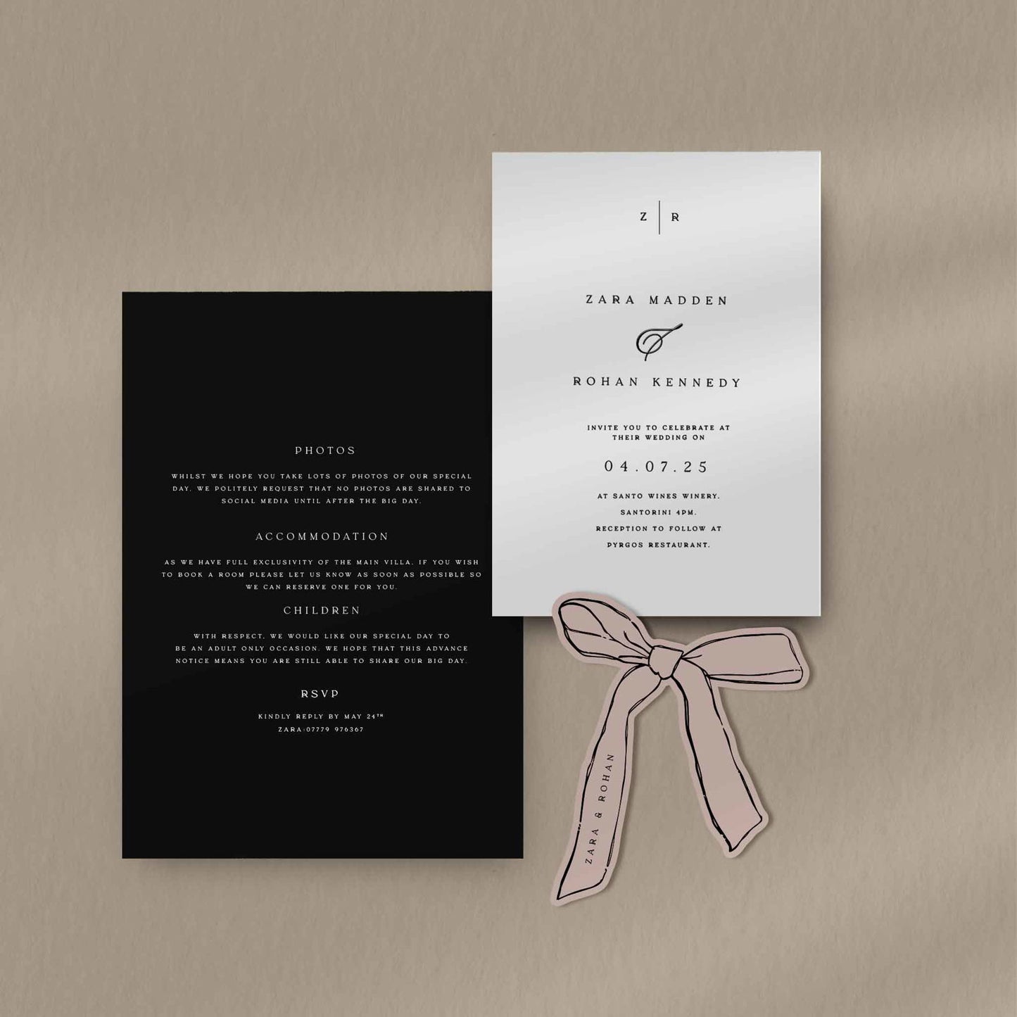 Zara | Minimalist Wedding Invitations - Ivy and Gold Wedding Stationery -  