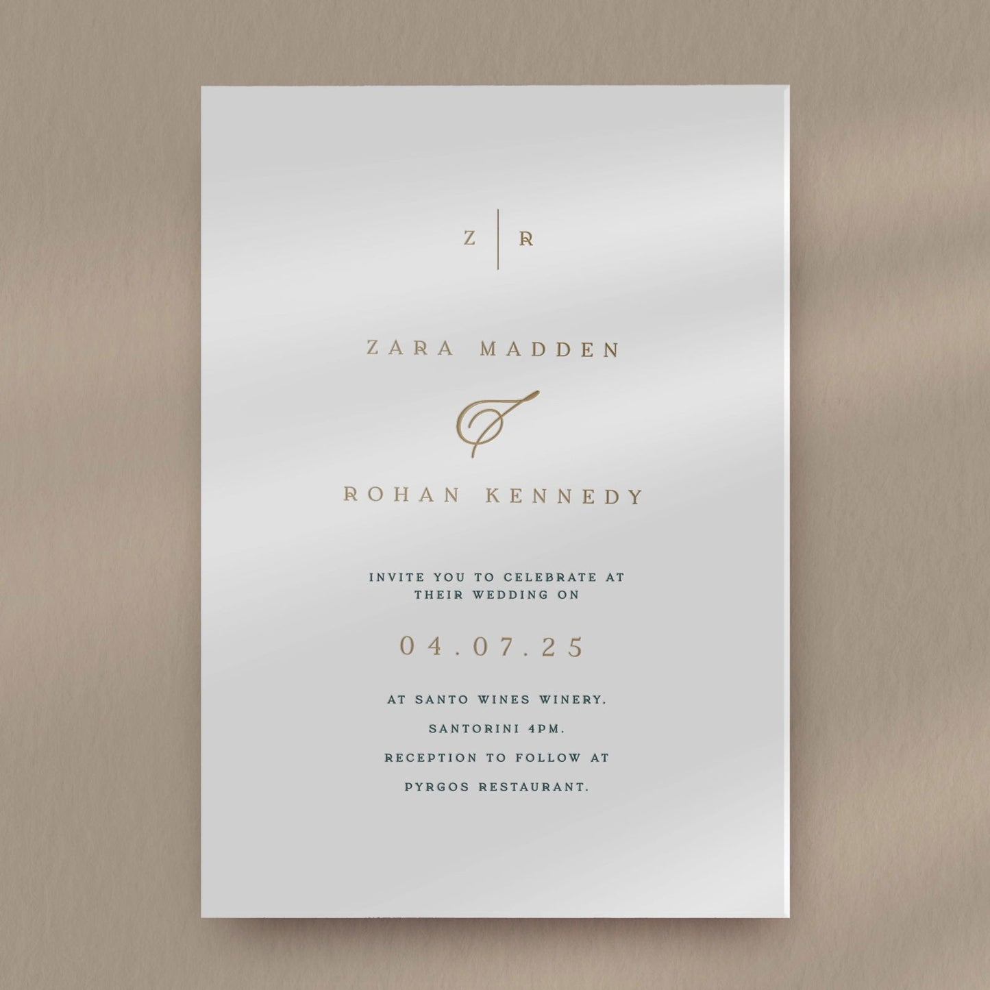 Zara | Minimalist Wedding Invitations  Ivy and Gold Wedding Stationery   