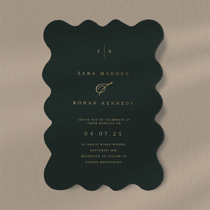 Zara | Minimalist Wedding Invitations  Ivy and Gold Wedding Stationery   