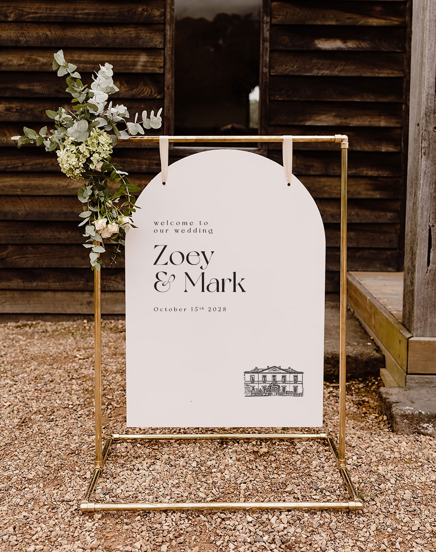 Zoey | Bespoke Venue Illustration Welcome Sign - Ivy and Gold Wedding Stationery