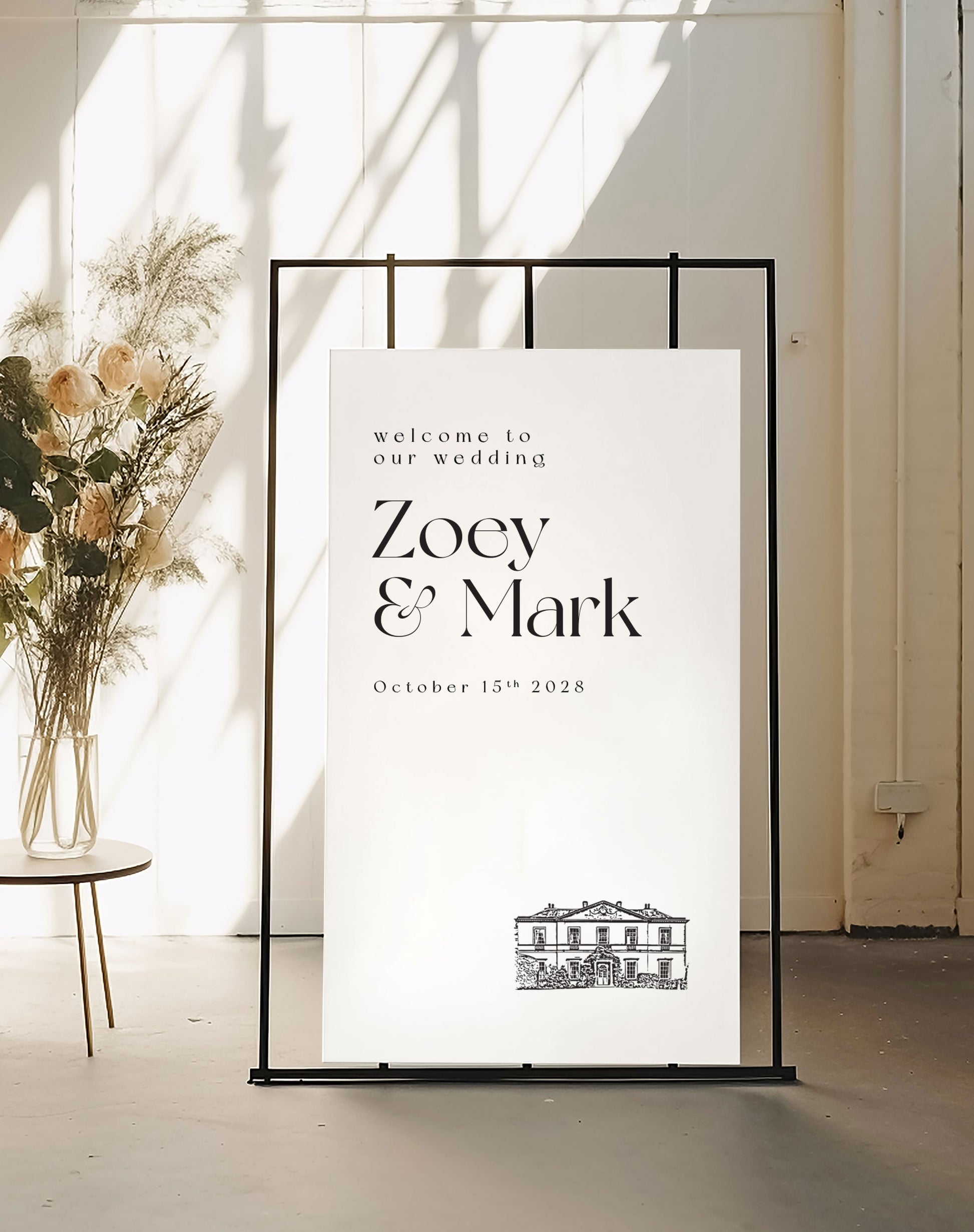 Zoey | Bespoke Venue Illustration Welcome Sign - Ivy and Gold Wedding Stationery