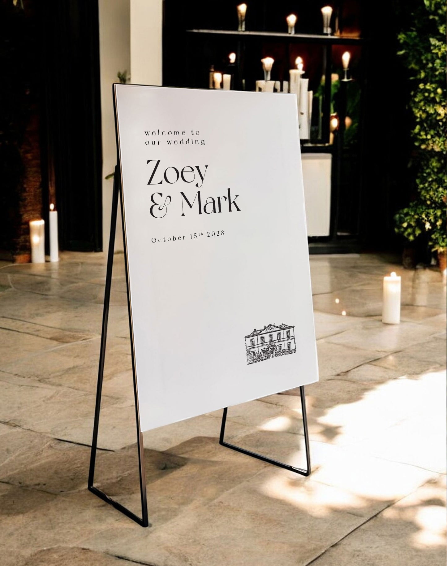 Zoey | Bespoke Venue Illustration Welcome Sign - Ivy and Gold Wedding Stationery