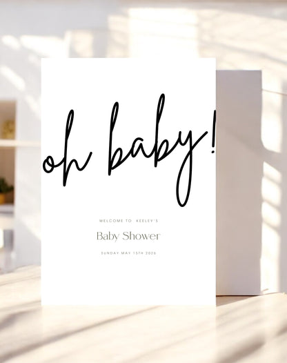 Oh Baby! Minimal Baby Shower Sign - Ivy and Gold Wedding Stationery