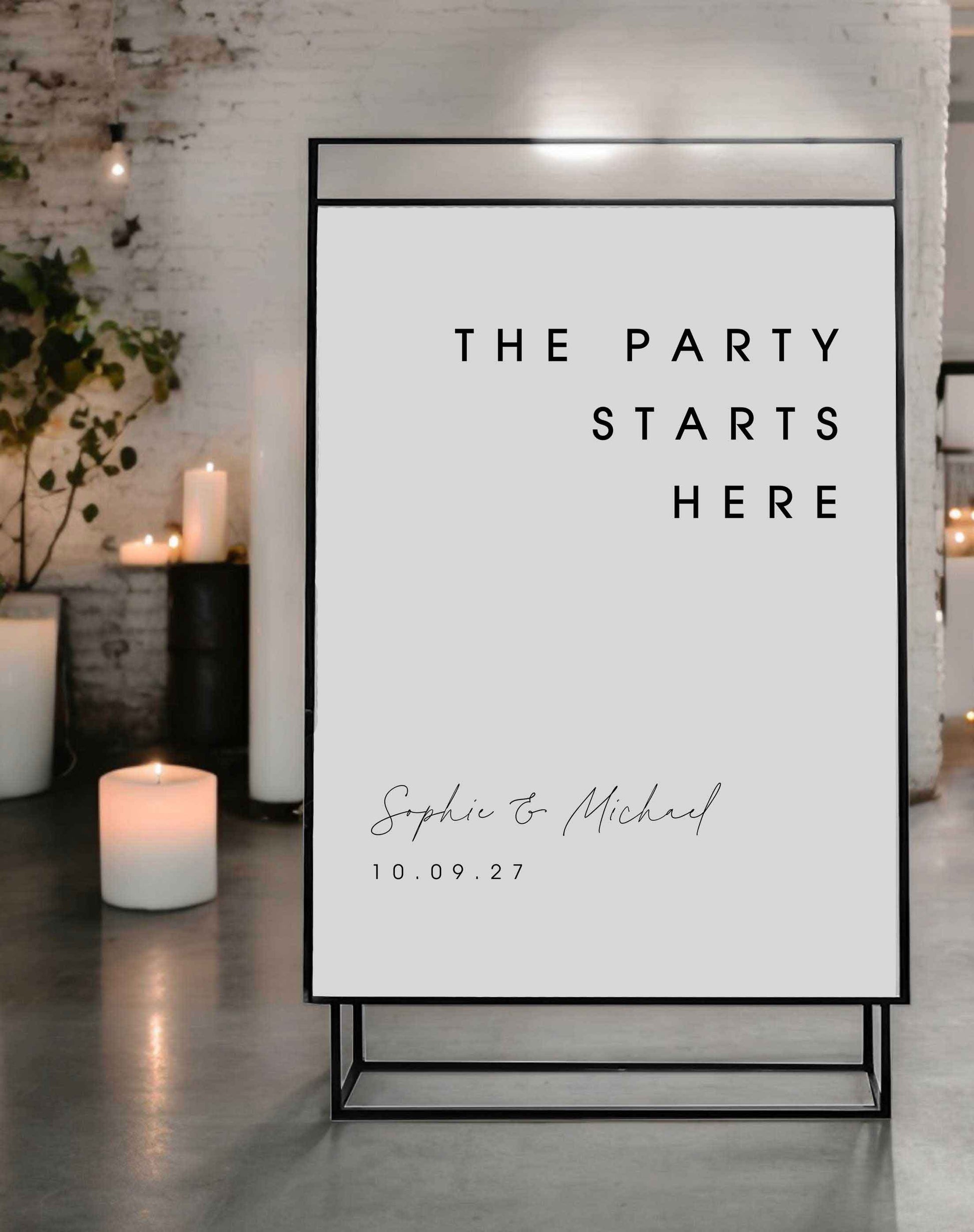 The Party Starts Here Sign - Ivy and Gold Wedding Stationery