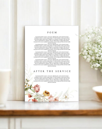 Floral Funeral Order Of Service with Photo - Ivy and Gold Wedding Stationery